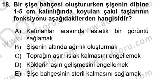 Peyzaj Çevre ve Tarım Dersi 2025 - 2026 Yılı (Final) Dönem Sonu Sınav Soruları 18. Soru