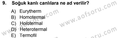 Entomoloji Dersi 2012 - 2013 Yılı (Final) Dönem Sonu Sınav Soruları 9. Soru