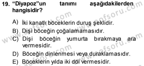 Entomoloji Dersi 2013 - 2014 Yılı (Vize) Ara Sınav Soruları 19. Soru