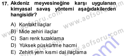 Entomoloji Dersi 2013 - 2014 Yılı (Final) Dönem Sonu Sınav Soruları 17. Soru