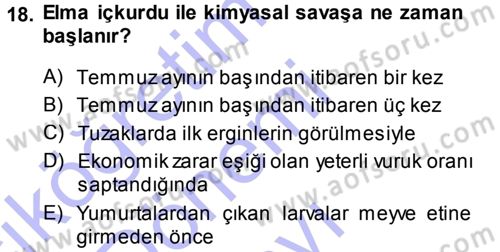 Entomoloji Dersi 2013 - 2014 Yılı (Final) Dönem Sonu Sınav Soruları 18. Soru