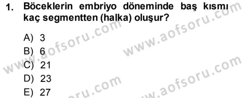 Entomoloji Dersi 2014 - 2015 Yılı (Vize) Ara Sınav Soruları 1. Soru