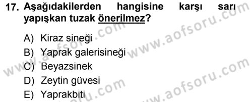Entomoloji Dersi 2014 - 2015 Yılı (Final) Dönem Sonu Sınav Soruları 17. Soru