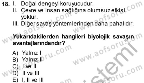 Entomoloji Dersi 2014 - 2015 Yılı (Final) Dönem Sonu Sınav Soruları 18. Soru