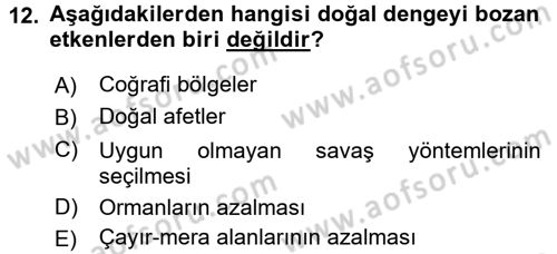 Entomoloji Dersi 2015 - 2016 Yılı (Final) Dönem Sonu Sınav Soruları 12. Soru