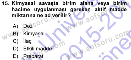 Entomoloji Dersi 2015 - 2016 Yılı (Final) Dönem Sonu Sınav Soruları 15. Soru