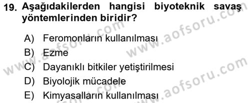Entomoloji Dersi 2016 - 2017 Yılı 3 Ders Sınav Soruları 19. Soru