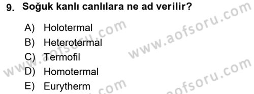 Entomoloji Dersi 2016 - 2017 Yılı 3 Ders Sınav Soruları 9. Soru