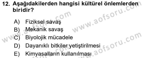 Entomoloji Dersi 2016 - 2017 Yılı (Final) Dönem Sonu Sınav Soruları 12. Soru