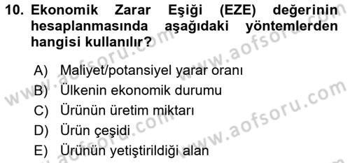 Entomoloji Dersi 2017 - 2018 Yılı 3 Ders Sınav Soruları 10. Soru