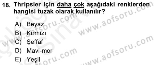 Entomoloji Dersi 2017 - 2018 Yılı 3 Ders Sınav Soruları 18. Soru