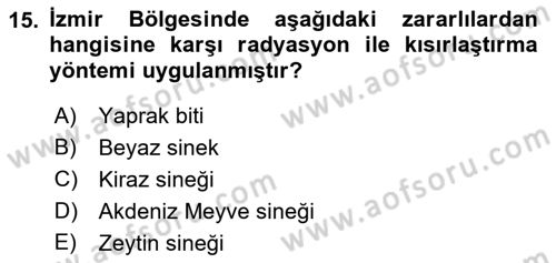Entomoloji Dersi 2017 - 2018 Yılı (Final) Dönem Sonu Sınav Soruları 15. Soru