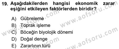 Entomoloji Dersi 2017 - 2018 Yılı (Final) Dönem Sonu Sınav Soruları 19. Soru