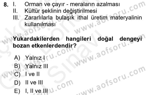 Entomoloji Dersi 2018 - 2019 Yılı (Final) Dönem Sonu Sınav Soruları 8. Soru