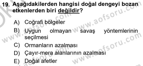 Entomoloji Dersi 2018 - 2019 Yılı Yaz Okulu Sınav Soruları 19. Soru