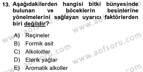 Entomoloji Dersi 2019 - 2020 Yılı (Final) Dönem Sonu Sınav Soruları 13. Soru