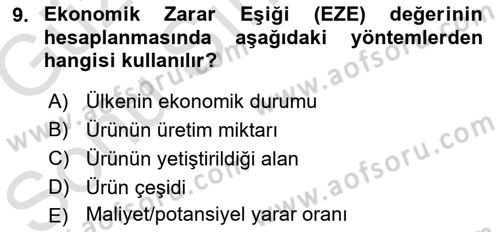 Entomoloji Dersi 2019 - 2020 Yılı (Final) Dönem Sonu Sınav Soruları 9. Soru