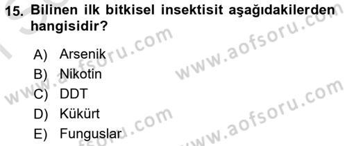 Entomoloji Dersi 2021 - 2022 Yılı (Final) Dönem Sonu Sınav Soruları 15. Soru