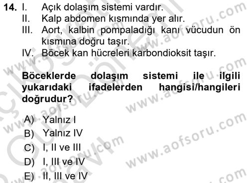 Entomoloji Dersi 2022 - 2023 Yılı (Vize) Ara Sınav Soruları 14. Soru