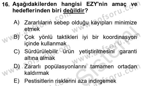 Entomoloji Dersi 2022 - 2023 Yılı Yaz Okulu Sınav Soruları 16. Soru