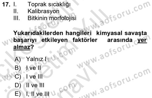 Entomoloji Dersi 2022 - 2023 Yılı Yaz Okulu Sınav Soruları 17. Soru