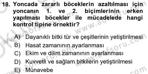 Entomoloji Dersi 2022 - 2023 Yılı Yaz Okulu Sınav Soruları 18. Soru