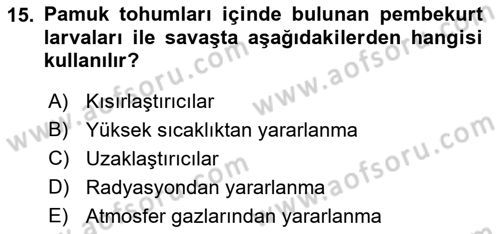 Entomoloji Dersi 2023 - 2024 Yılı (Final) Dönem Sonu Sınav Soruları 15. Soru