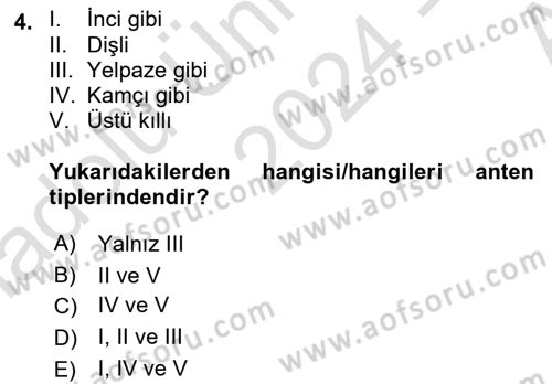 Entomoloji Dersi Ara Sınavı Deneme Sınav Soruları 4. Soru
