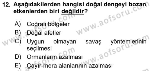 Entomoloji Dersi 2024 - 2025 Yılı (Final) Dönem Sonu Sınav Soruları 12. Soru