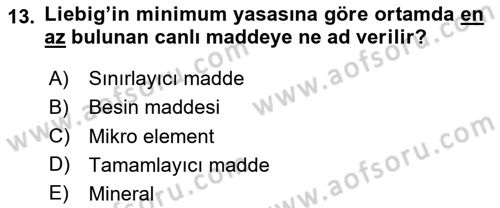 Entomoloji Dersi 2024 - 2025 Yılı Yaz Okulu Sınav Soruları 13. Soru