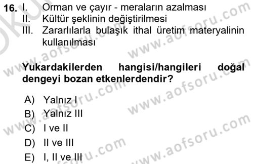 Entomoloji Dersi 2024 - 2025 Yılı Yaz Okulu Sınav Soruları 16. Soru