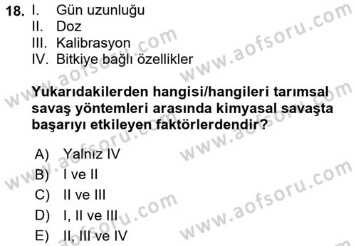 Entomoloji Dersi 2024 - 2025 Yılı Yaz Okulu Sınav Soruları 18. Soru