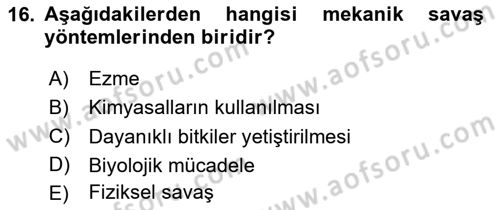 Entomoloji Dersi 2025 - 2026 Yılı (Final) Dönem Sonu Sınav Soruları 16. Soru