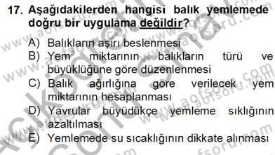 Su Ürünleri Dersi 2012 - 2013 Yılı (Final) Dönem Sonu Sınav Soruları 17. Soru