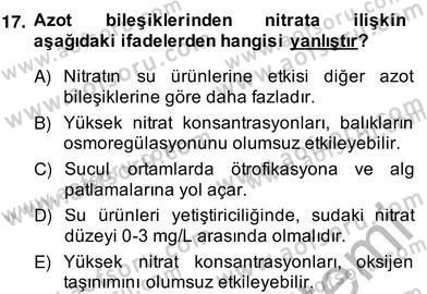 Su Ürünleri Dersi 2013 - 2014 Yılı (Vize) Ara Sınav Soruları 17. Soru