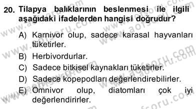 Su Ürünleri Dersi 2013 - 2014 Yılı (Vize) Ara Sınav Soruları 20. Soru
