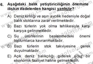 Su Ürünleri Dersi 2013 - 2014 Yılı (Final) Dönem Sonu Sınav Soruları 6. Soru