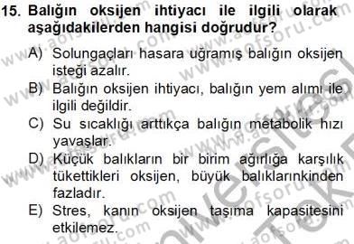 Su Ürünleri Dersi 2013 - 2014 Yılı Tek Ders Sınav Soruları 15. Soru