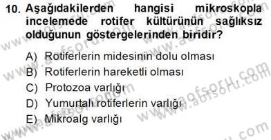 Su Ürünleri Dersi 2014 - 2015 Yılı (Final) Dönem Sonu Sınav Soruları 10. Soru