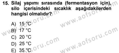 Bitki Su İlişkileri Dersi Ara Sınavı Deneme Sınav Soruları 15. Soru