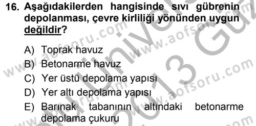 Bitki Su İlişkileri Dersi 2012 - 2013 Yılı (Vize) Ara Sınav Soruları 16. Soru