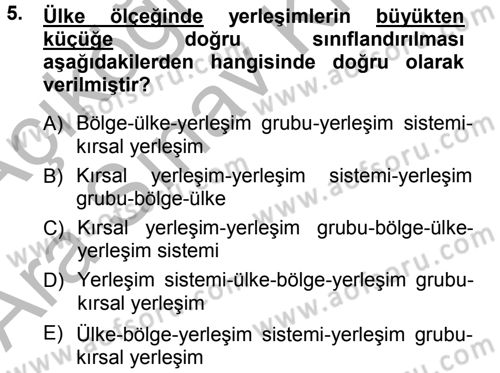 Bitki Su İlişkileri Dersi Ara Sınavı Deneme Sınav Soruları 5. Soru
