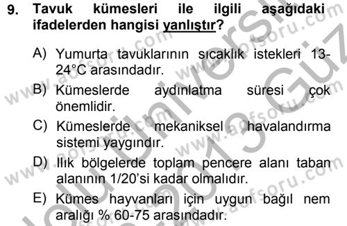 Bitki Su İlişkileri Dersi 2012 - 2013 Yılı (Vize) Ara Sınav Soruları 9. Soru