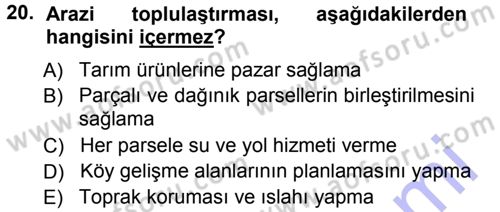 Bitki Su İlişkileri Dersi 2012 - 2013 Yılı (Final) Dönem Sonu Sınav Soruları 20. Soru