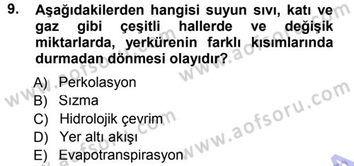 Bitki Su İlişkileri Dersi 2012 - 2013 Yılı (Final) Dönem Sonu Sınav Soruları 9. Soru