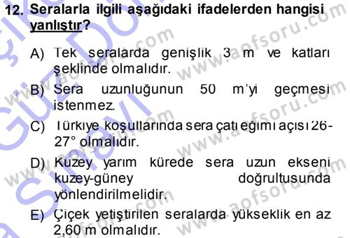 Bitki Su İlişkileri Dersi Ara Sınavı Deneme Sınav Soruları 12. Soru