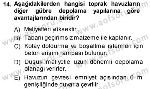 Bitki Su İlişkileri Dersi 2013 - 2014 Yılı (Vize) Ara Sınav Soruları 14. Soru