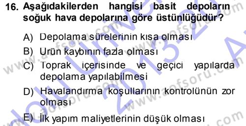Bitki Su İlişkileri Dersi 2013 - 2014 Yılı (Vize) Ara Sınav Soruları 16. Soru