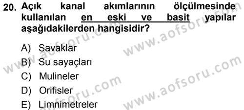 Bitki Su İlişkileri Dersi Ara Sınavı Deneme Sınav Soruları 20. Soru