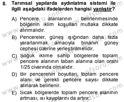 Bitki Su İlişkileri Dersi Ara Sınavı Deneme Sınav Soruları 8. Soru